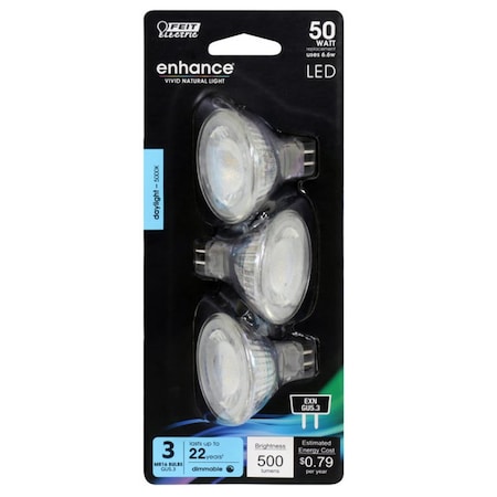 FEIT ELECTRIC Enhance MR16 GU5.3 LED Bulb Daylight 50 Watt Equivalence 3 pk BPEXN/950CA/3